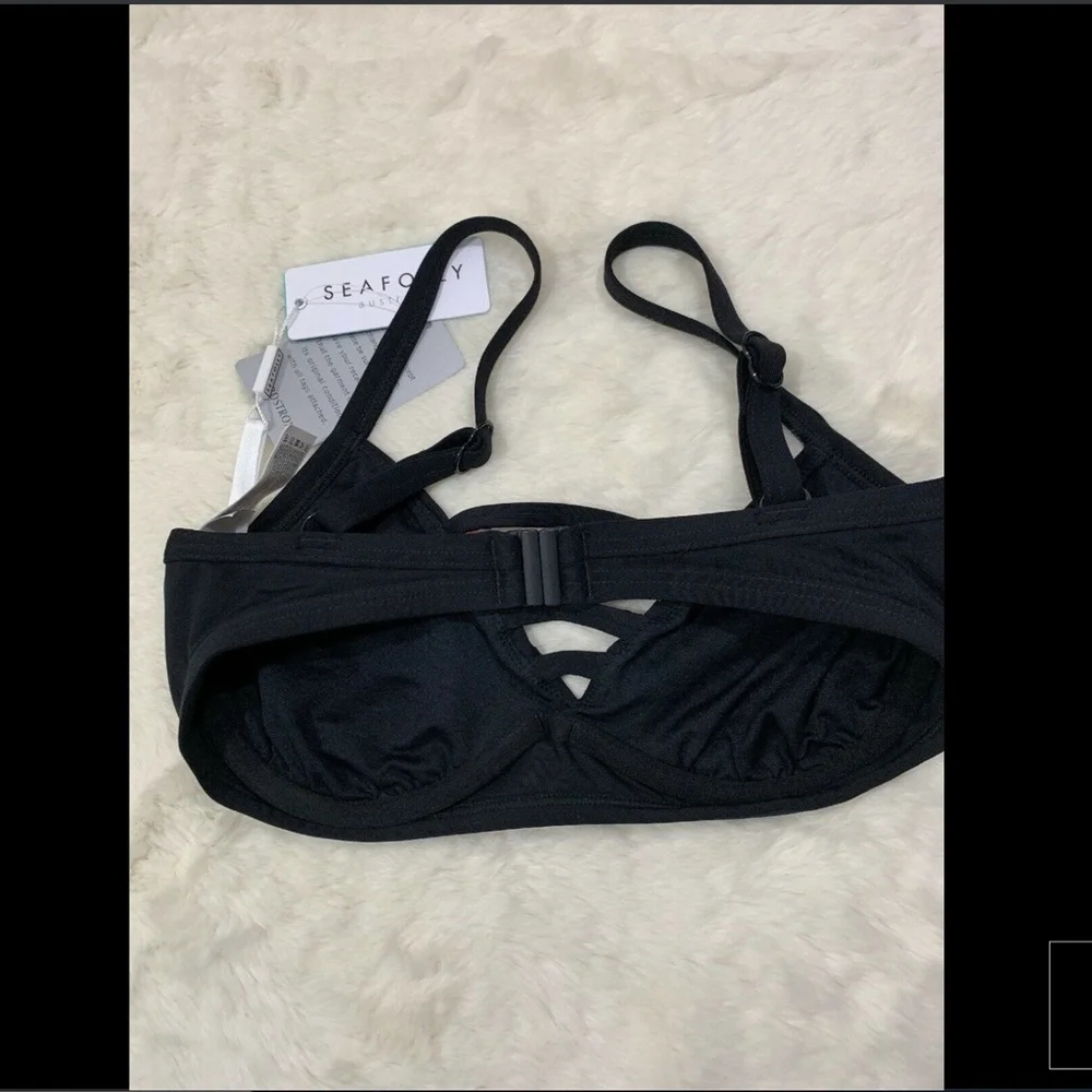 NWT Seafolly Desert Tribe‎ Underwire Bikini Top Black [SZ 6DD US/ 10DD AU]